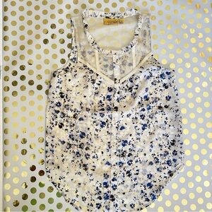 Princess Vera Wang Blue Floral Sleeveless Blouse